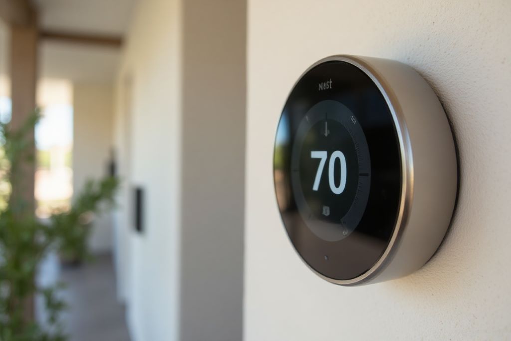 Nest Smart Thermostat installed in a Coachella home by Anthem Air Conditioning & Plumbing