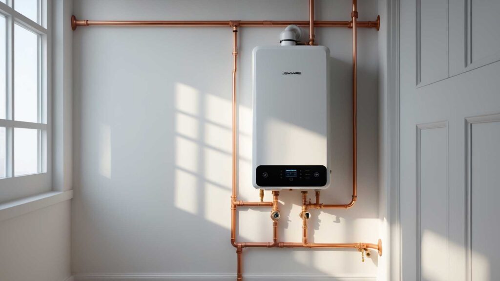 Anthem Air Conditioning & Plumbing offers reliable tankless water heater repair services in Coachella Valley, CA. This image highlights detailed repair work with diagnostic tools and precise adjustments to ensure peak performance of energy-efficient water heating systems.