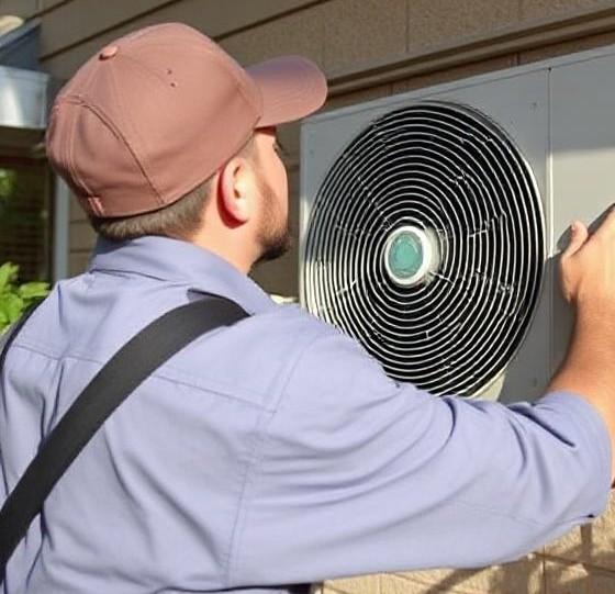 A professional air conditioning technician measuring and determining the proper AC size for a residential home in Indio, CA, considering factors like square footage, windows, and insulation for optimal efficiency.