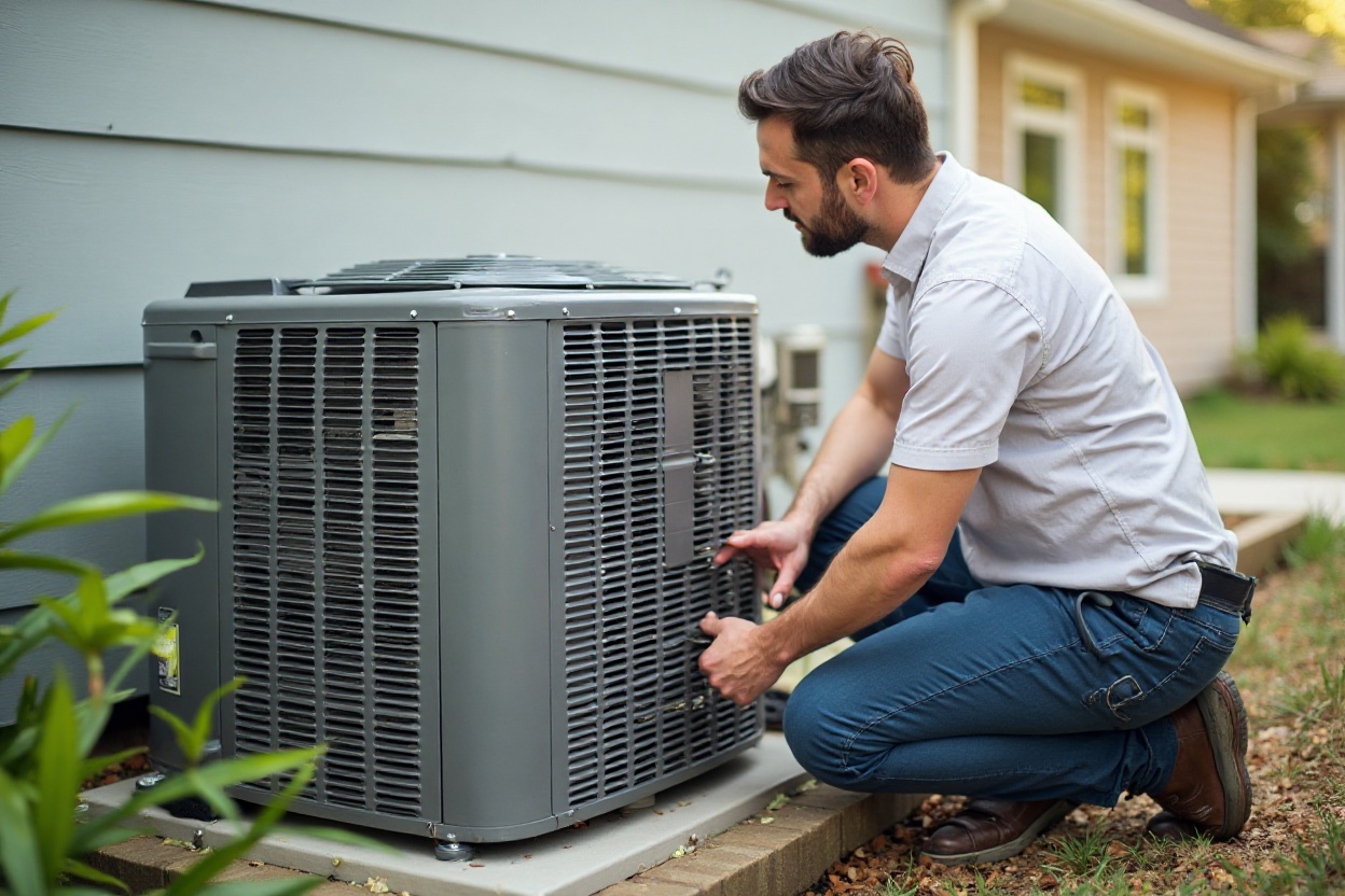 Anthem-installed high-efficiency HVAC condenser at a Palm Desert home